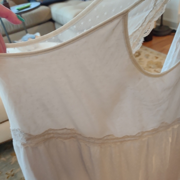 Aerie Soft Lacy Gray White Babydoll Chemise XL/ 12-14 - Picture 4 of 7